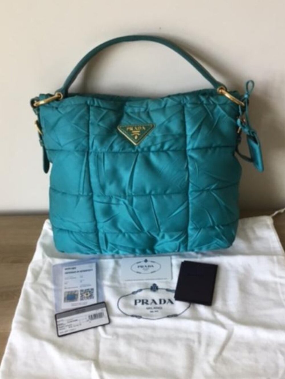 Prada Crispy Nylon Quilted Shoulder Bag w/COA, Luggage Tag & Prada Dustbag EUC